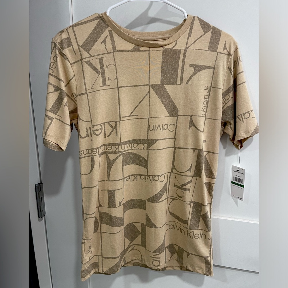 Calvin Klein Jeans Tan Logo T-shirt, brand new with tags, Youth